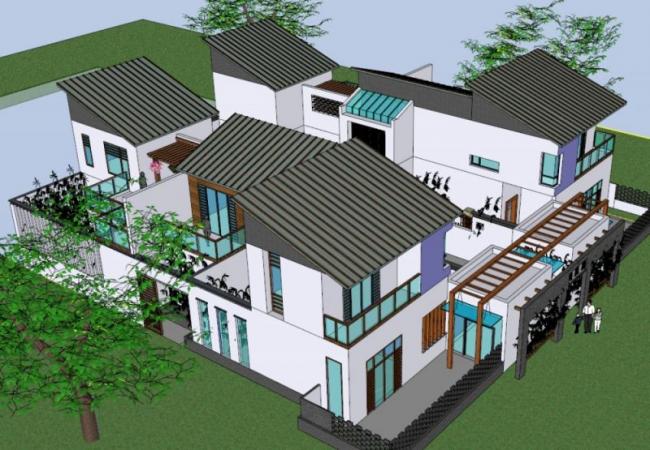 Sketchup住宅模型|合院,中式风格 Sketchup住宅模型|合院,中式风格