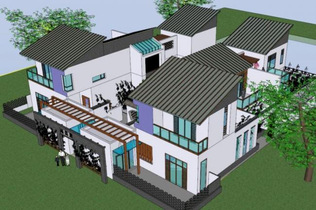 Sketchup住宅模型|合院,中式风格 Sketchup住宅模型|合院,中式风格