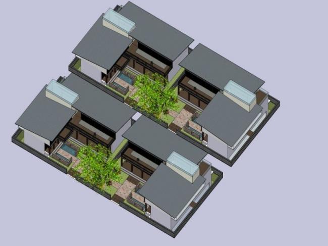 Sketchup住宅模型|四合院,现代中式风格 Sketchup住宅模型|四合院,现代中式风格