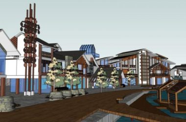 Sketchup商业模型|多层商业街，现代中式风格-BIM建筑网