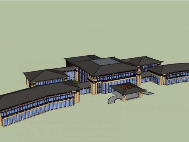 Sketchup商业模型|多层会所,中式风格 Sketchup商业模型|多层会所,中式风格