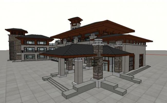 Sketchup商业模型|多层会所,古典风格 Sketchup商业模型|多层会所,古典风格