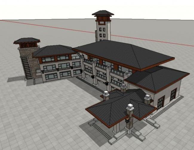 Sketchup商业模型|多层会所,古典风格 Sketchup商业模型|多层会所,古典风格