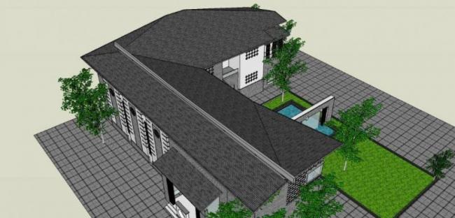 Sketchup商业模型|低层餐厅,现代中式风格 Sketchup商业模型|低层餐厅,现代中式风格