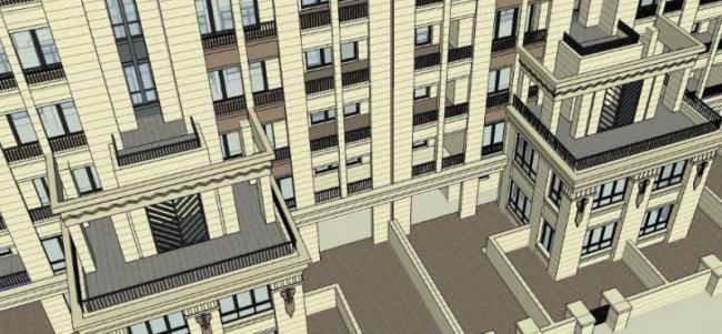 Sketchup住宅模型|多层住宅,古典风格 Sketchup住宅模型|多层住宅,古典风格