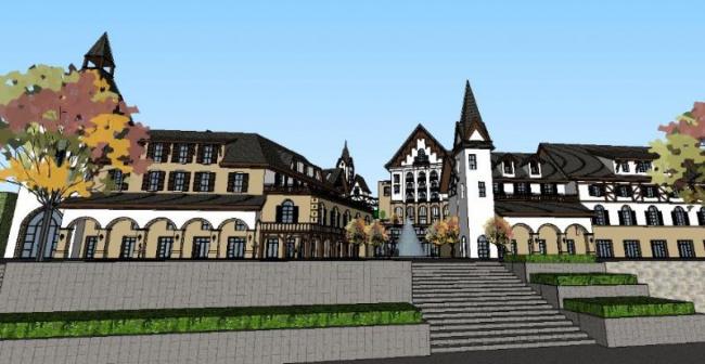 Sketchup商业模型|多层农庄会所,古典风格 Sketchup商业模型|多层农庄会所,古典风格