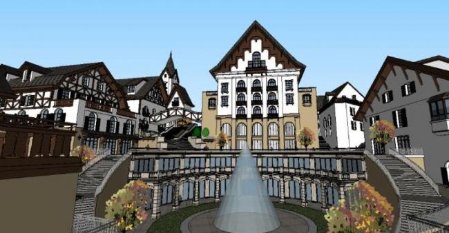 Sketchup商业模型|多层农庄会所,古典风格 Sketchup商业模型|多层农庄会所,古典风格