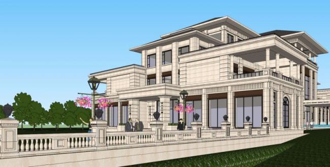 Sketchup商业模型|多层会所,古典风格 Sketchup商业模型|多层会所,古典风格