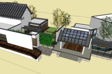 Sketchup商业模型|低层会所，现代中式风格-BIM建筑网