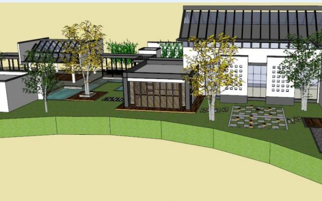 Sketchup商业模型|低层会所,现代中式风格 Sketchup商业模型|低层会所,现代中式风格