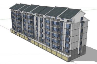 Sketchup住宅模型|多层住宅,顶层复式,底层商业,中式风格-BIM建筑网