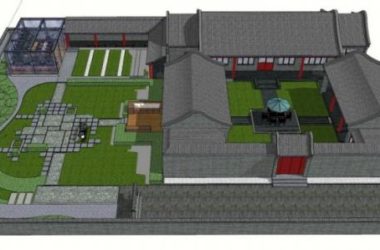 Sketchup住宅模型|多层四合院,带内院,居住建筑,中式风格-BIM建筑网