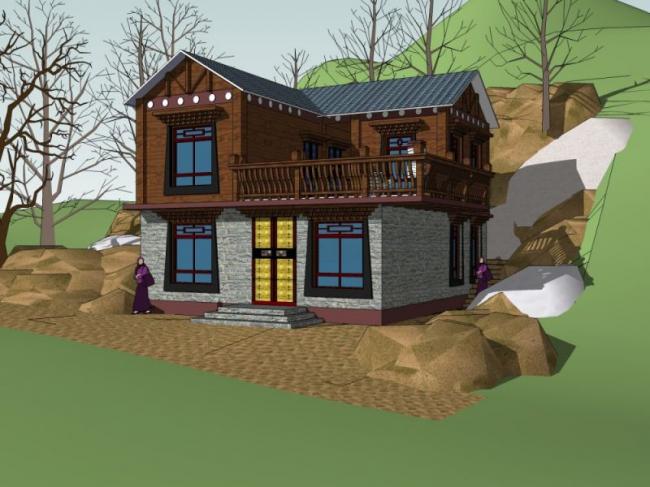 Sketchup住宅模型|藏式民居,2层 Sketchup住宅模型|藏式民居,2层