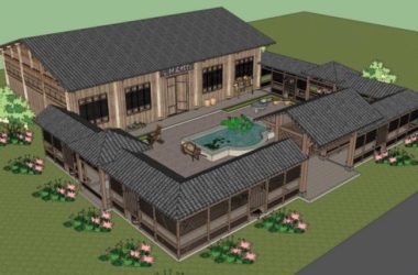 Sketchup住宅模型|多层民宿,中式风格,居住建筑-BIM建筑网