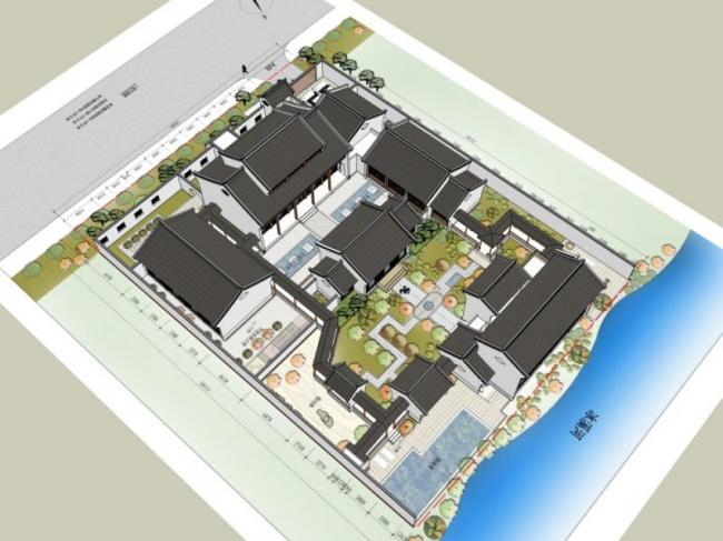 Sketchup商业模型|多层会所,现代中式风格 Sketchup商业模型|多层会所,现代中式风格