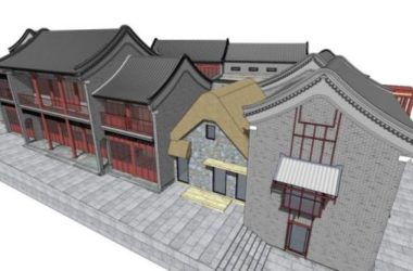 Sketchup古建筑模型|多层卷棚顶古建筑群,中式风格-BIM建筑网