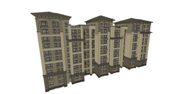 Sketchup住宅模型|多层住宅,古典风格 Sketchup住宅模型|多层住宅,古典风格