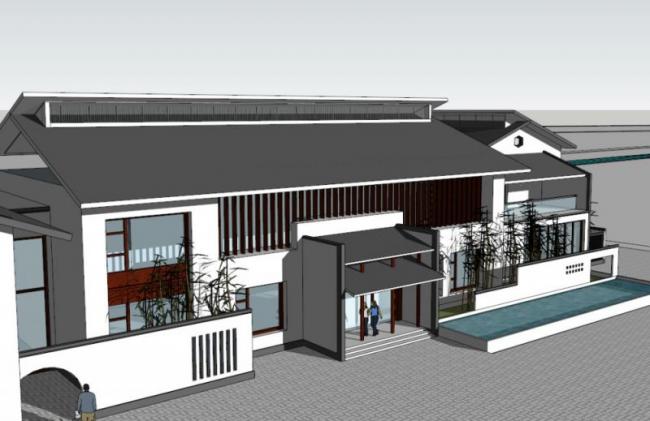 Sketchup商业模型|会所,现代中式风格 Sketchup商业模型|会所,现代中式风格