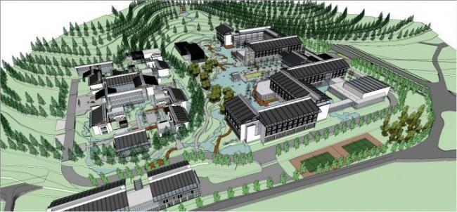 Sketchup住宅模型|住宅区,中式风格 Sketchup住宅模型|住宅区,中式风格