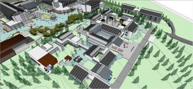 Sketchup住宅模型|住宅区,中式风格 Sketchup住宅模型|住宅区,中式风格