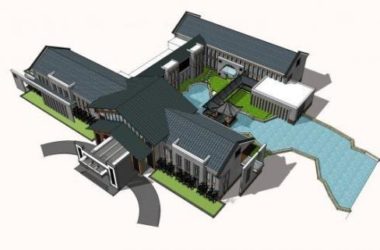 Sketchup文化模型|多层徽派接待中心,文化建筑,中式风格-BIM建筑网