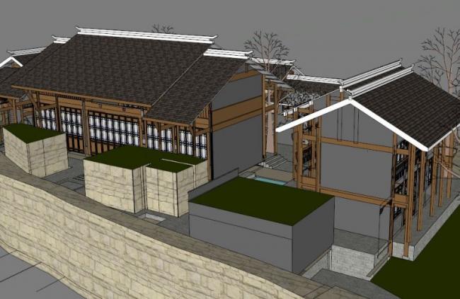 Sketchup住宅模型|中式落院,低层 Sketchup住宅模型|中式落院,低层
