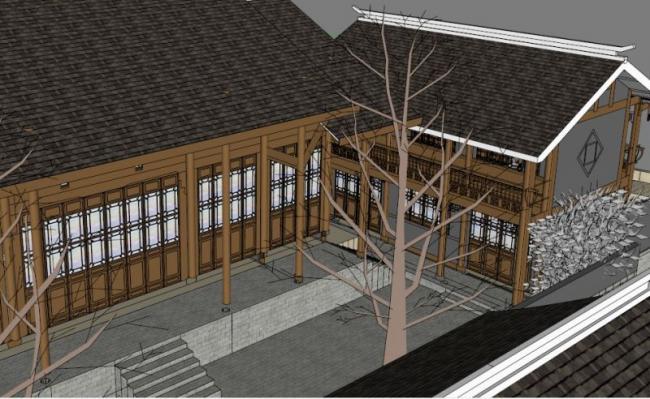 Sketchup住宅模型|中式落院,低层 Sketchup住宅模型|中式落院,低层