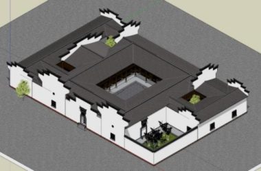Sketchup住宅模型|徽派民居,中式风格,内院-BIM建筑网