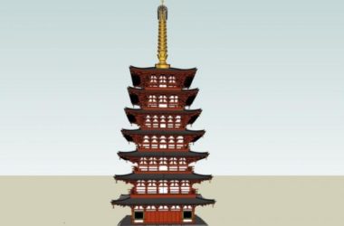 Sketchup古建筑模型|多层古塔,中式风格,古建-BIM建筑网