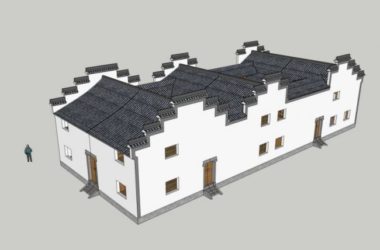 Sketchup古建筑模型|多层祠堂,中式风格,古建-BIM建筑网