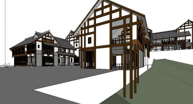 Sketchup商业模型|商业街,现代中式风格 Sketchup商业模型|商业街,现代中式风格