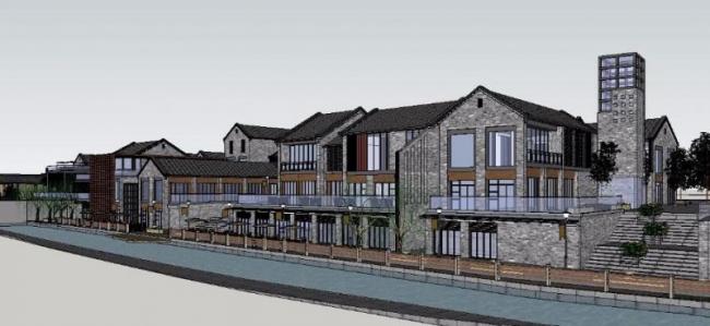 Sketchup商业模型|商业街,现代中式风格 Sketchup商业模型|商业街,现代中式风格