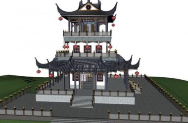 Sketchup古建筑模型|多层楼阁,中式风格,古建-BIM建筑网