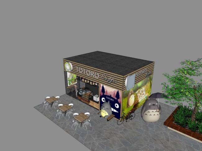 Sketchup商业模型|低层商店,现代风格 Sketchup商业模型|低层商店,现代风格