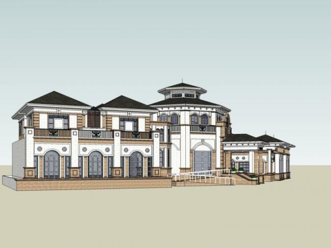 Sketchup商业模型|多层会所,古典风格 Sketchup商业模型|多层会所,古典风格