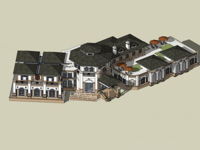 Sketchup商业模型|多层会所,古典风格 Sketchup商业模型|多层会所,古典风格