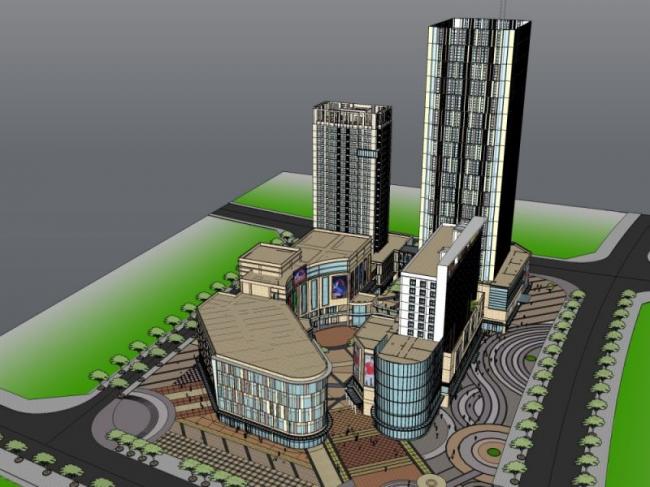 Sketchup商业模型|多层商业中心,现代风格 Sketchup商业模型|多层商业中心,现代风格