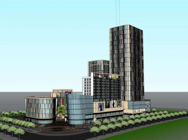 Sketchup商业模型|多层商业中心,现代风格 Sketchup商业模型|多层商业中心,现代风格