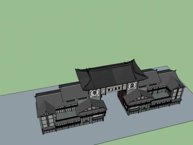 Sketchup商业模型|多层商业街,中式风格 Sketchup商业模型|多层商业街,中式风格