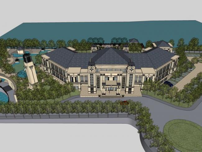 Sketchup商业模型|多层售楼处,古典风格 Sketchup商业模型|多层售楼处,古典风格