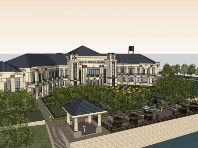 Sketchup商业模型|多层售楼处,古典风格 Sketchup商业模型|多层售楼处,古典风格