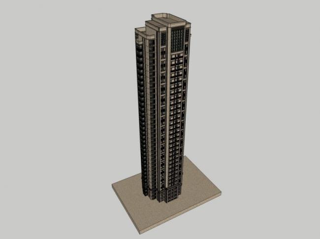Sketchup住宅模型|超高层住宅,古典风格 Sketchup住宅模型|超高层住宅,古典风格