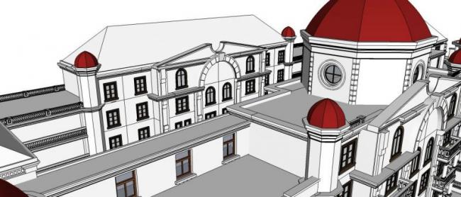 Sketchup酒店模型|多层酒店,古典风格 Sketchup酒店模型|多层酒店,古典风格