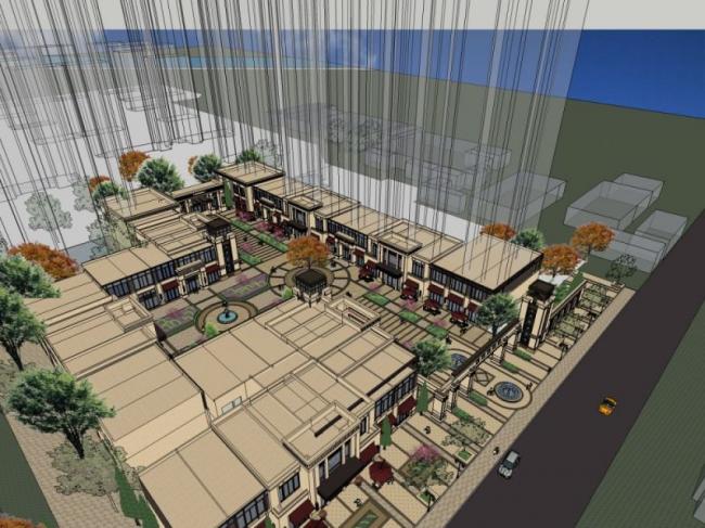 Sketchup商业模型|低层商业街,古典风格 Sketchup商业模型|低层商业街,古典风格