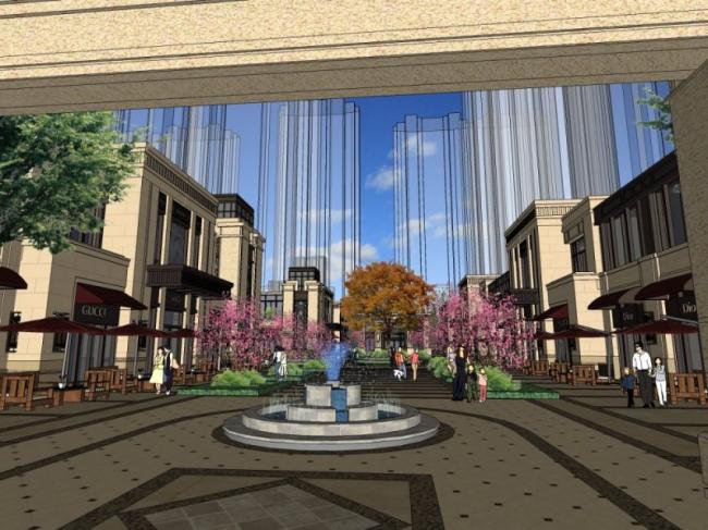 Sketchup商业模型|低层商业街,古典风格 Sketchup商业模型|低层商业街,古典风格