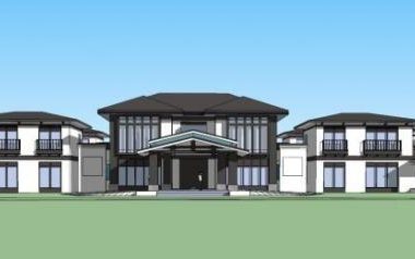 Sketchup酒店模型|多层会所度假村,中式风格-BIM建筑网