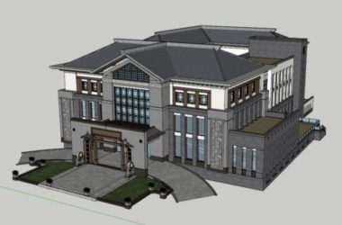 Sketchup酒店模型|多层酒店会所,中式风格-BIM建筑网