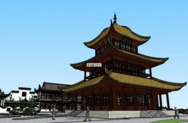 Sketchup酒店模型|多层徽派酒店,中式风格-BIM建筑网