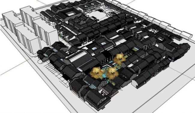 Sketchup酒店模型|低层酒店群,中式风格 Sketchup酒店模型|低层酒店群,中式风格