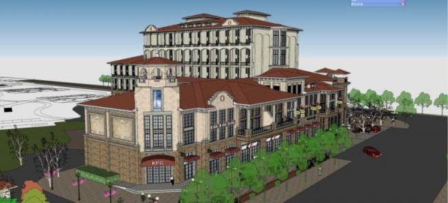 Sketchup商业模型|多层商业街,古典风格 Sketchup商业模型|多层商业街,古典风格